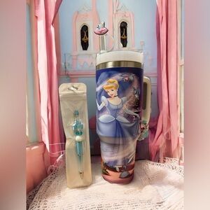 Cinderella 40oz Stainless Steel Tumbler with Lid & Straw w/ accessories